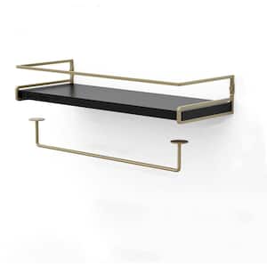 15.8 in. W x 5.4 in. D Decorative Wall Shelf, Gold-black Wall Decor Floating Shelves
