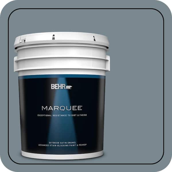 BEHR MARQUEE 5 gal. #N470-5 Norwegian Blue Satin Enamel Exterior Paint & Primer