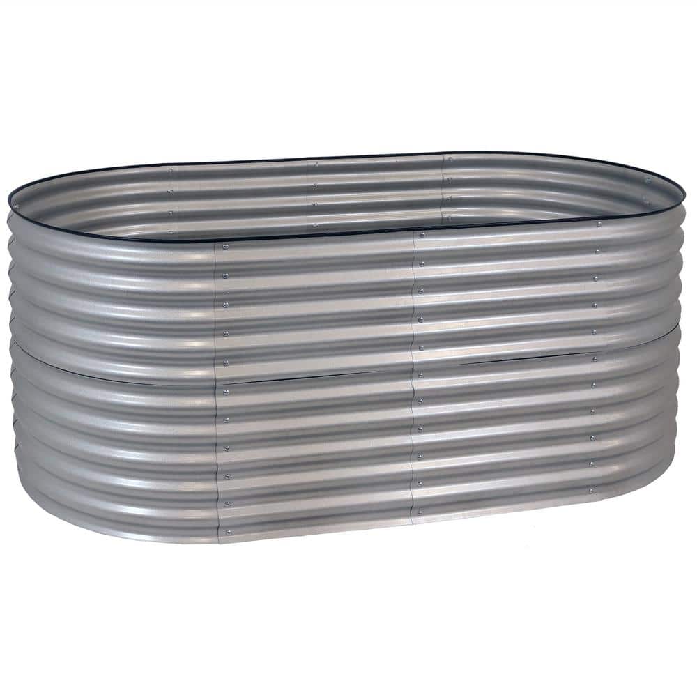 Large Silver Galvalume Steel Raised Garden Bed for Outdoor Use