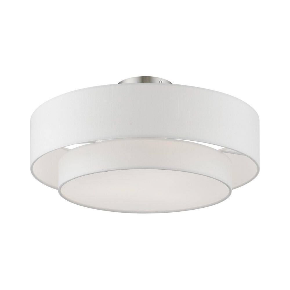 Meridian Brushed Nickel 3-Light LED Semi-Flush Mount with Glass Diffuser