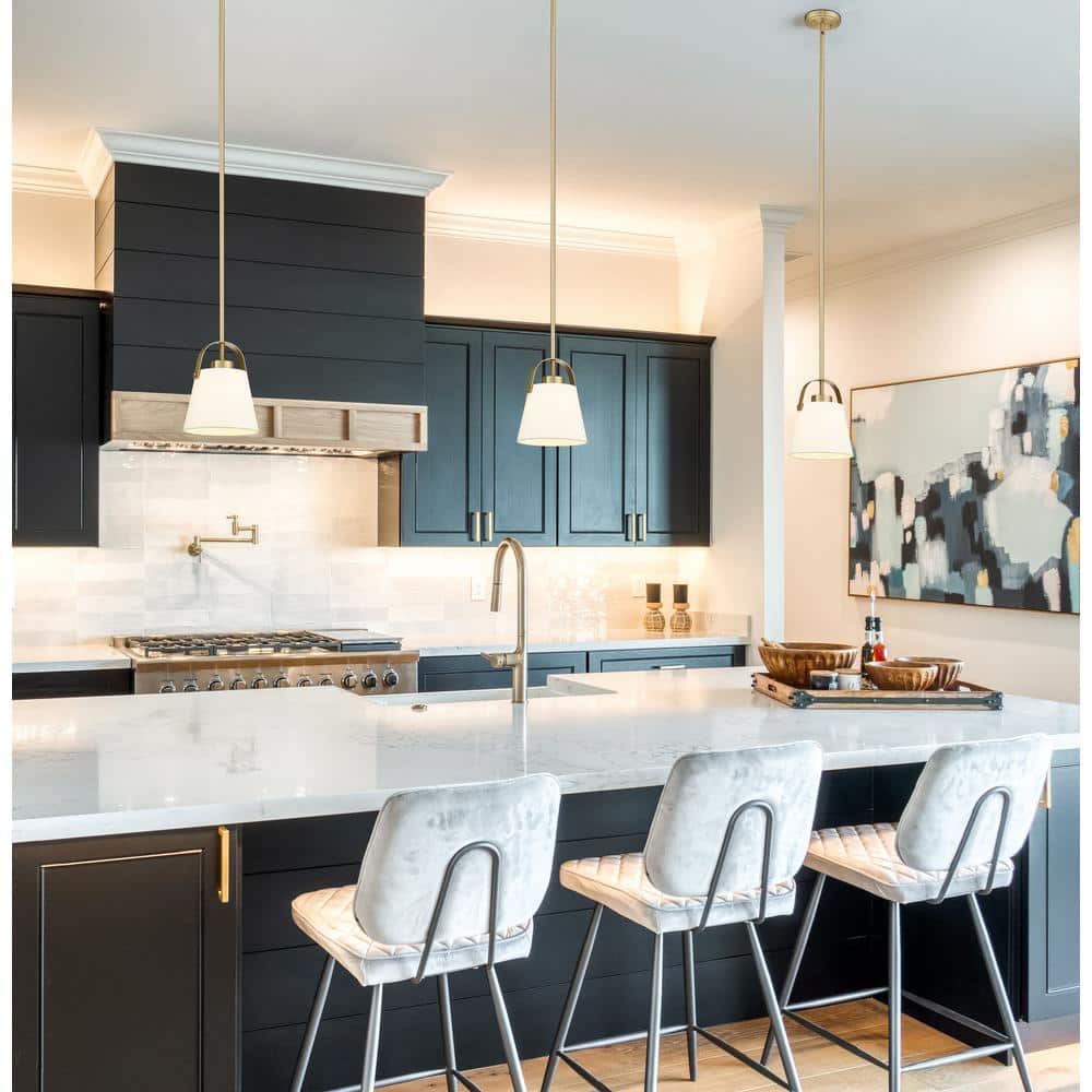Heritage Brass 8" Pendant Light with Ivory Shade
