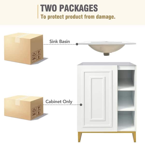 Xzkai 24 in. W x 18 in. D x 34 in. H Single Sink Bath Vanity