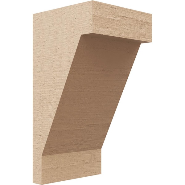 Ekena Millwork 6 in. x 6 in. x 12 in. Series 2 Wide Burlington Rough Cedar Woodgrain Timberthane Polyurethane Corbel, Primed Tan