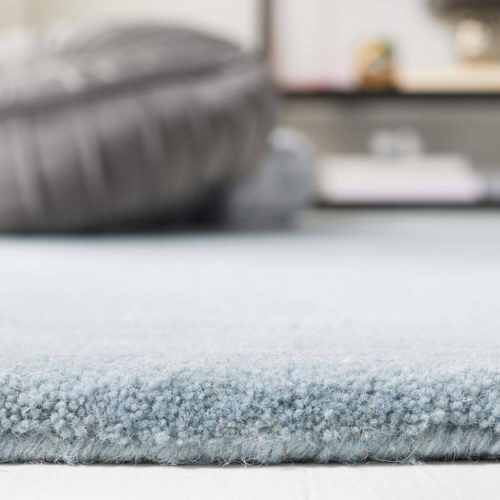 Handmade Fifth Avenue 5' Square Blue Tufted Wool Area Rug