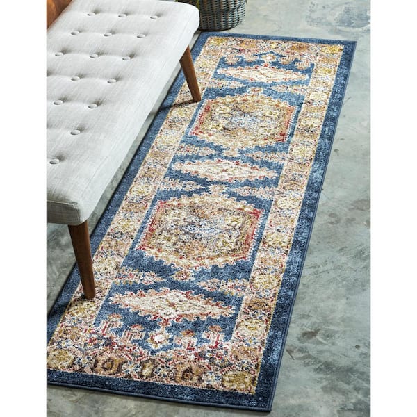 Utopia Larissa Navy Blue 2' 7 x 10' 0 Runner Rug