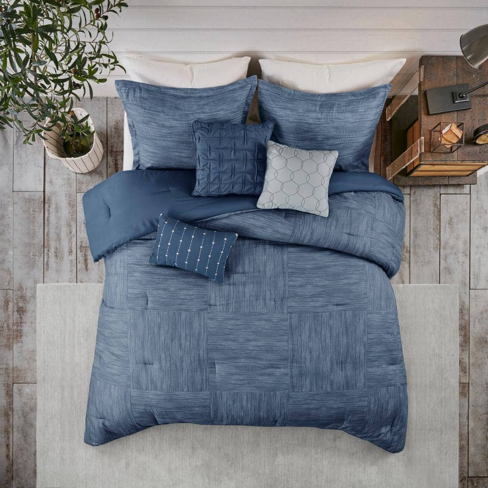 Navy Queen Reversible Microfiber Comforter Set