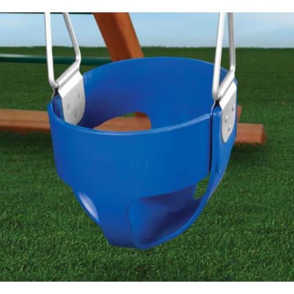 Blue Full Bucket Toddler Swing with Coated Chains