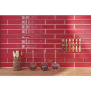 Raku Ruby 2.95 in. x 11.81 in. Glossy Brick Look Ceramic Wall Tile (6.05 sq. ft./Case)