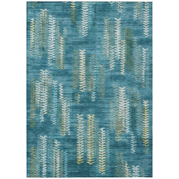 Chantille Machine Washable Indoor/Outdoor Abstract ACN2892 Teal 10 ft. x 14 ft. Area Rug