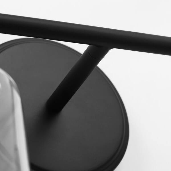 SCOTT LIVING - Sayward 14.125 in. W x 9.625 in. H 2-Light Midnight Black Bathroom Vanity Light with Clear Glass Shades