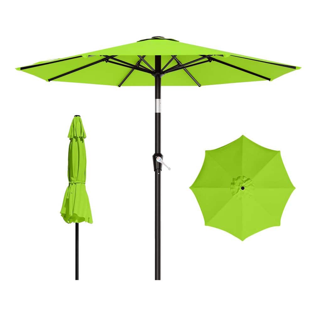 9 ft. Outdoor Patio Umbrella in Apple Green, Push Button Tilt and Crank, 8 Sturdy Ribs Market Umbrella for Garden price history on PriceWatchPro