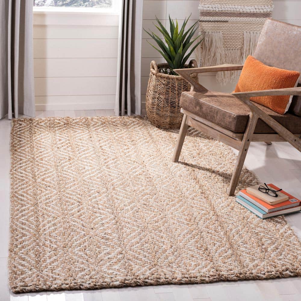 Ivory Natural Fiber 7' x 7' Square Hand-Knotted Rug