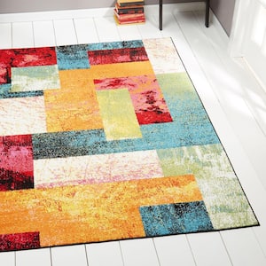 Splash Ivory/Pink 5 ft. x 7 ft. Abstract Area Rug
