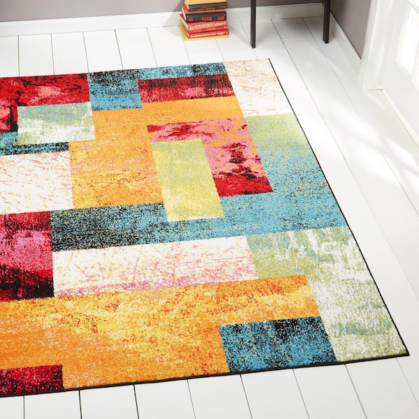Splash Ivory/Pink 3 ft. x 4 ft. Abstract Area Rug