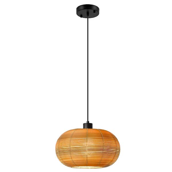 ZSMIHDOH 1-Light Boho Natural Rattan Globe Pendant for Kitchen Island Dining Room Living Room