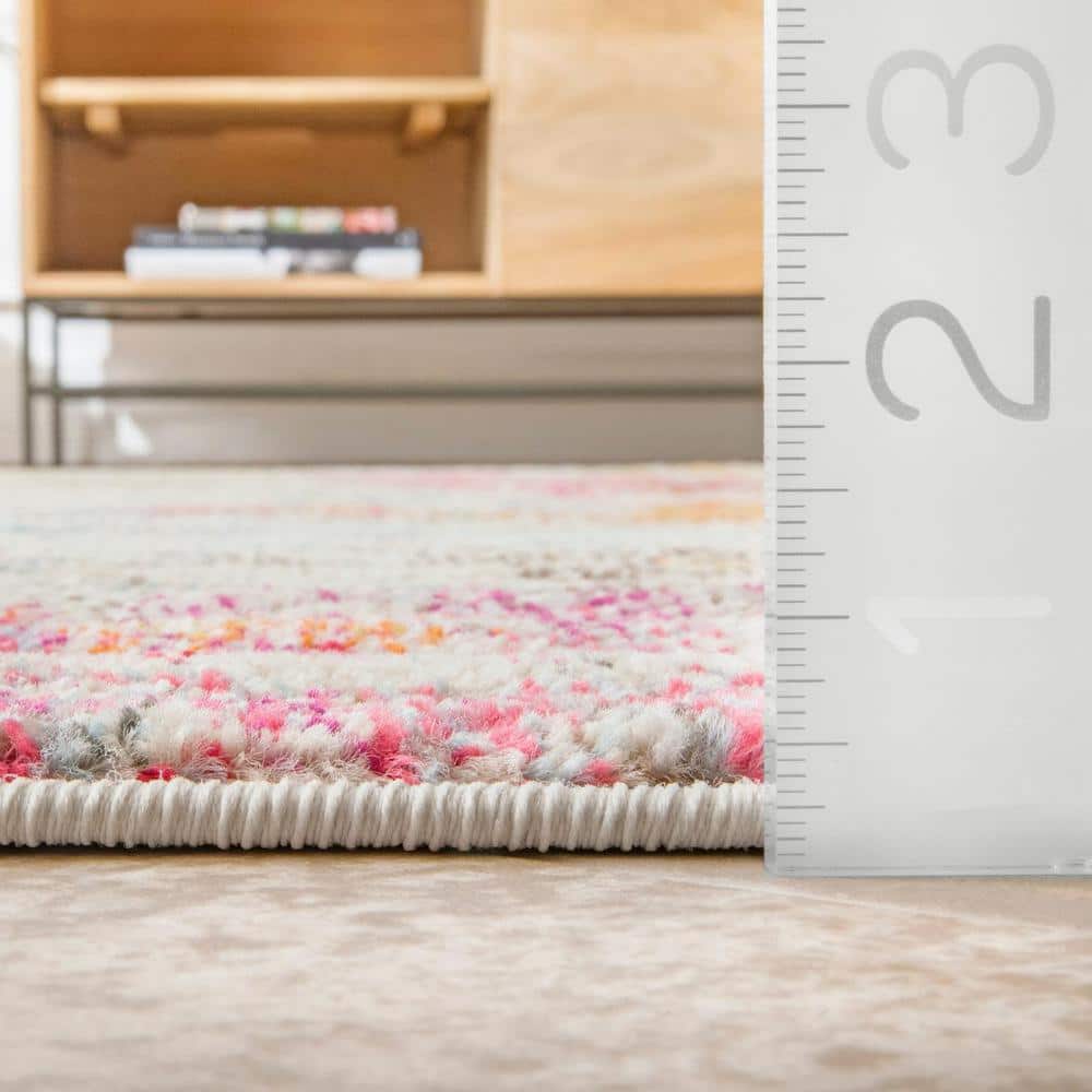 Multicolor Abstract Synthetic Stain-Resistant Rectangular Area Rug