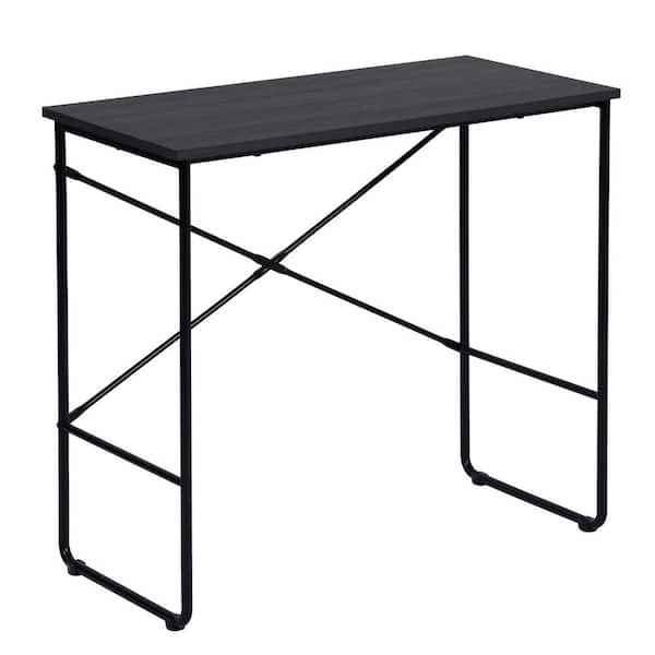 Homy Casa 31.5 in. Rectangular WALNUT Wood Color Industrial Computer Desk with Metal Frame