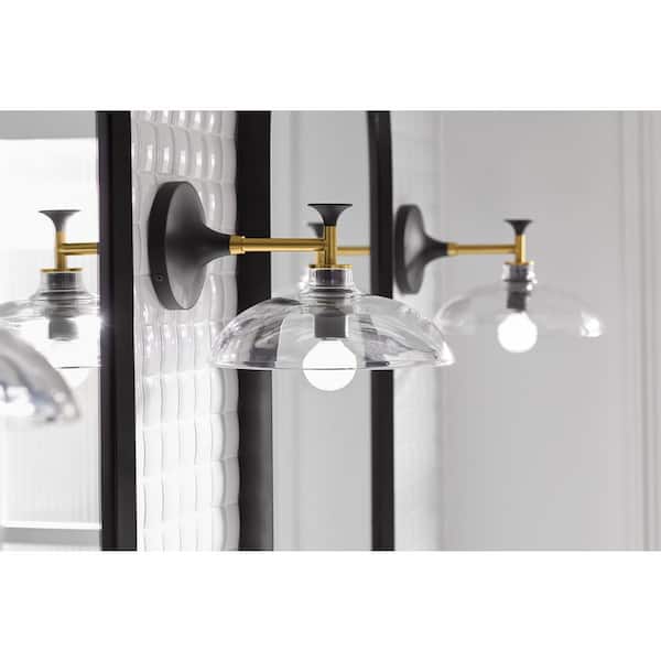 Tone 1 Light Brushed Moderne Brass Indoor Bathroom Wall Sconce, UL Listed