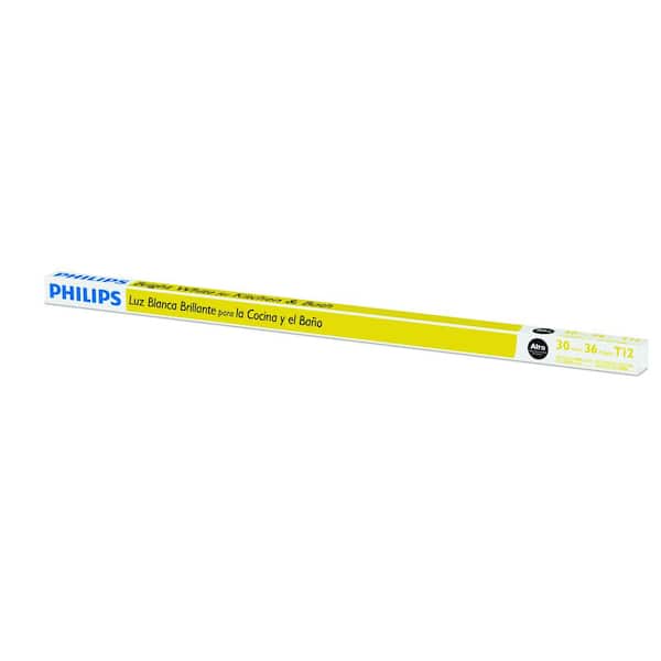 Philips 30-Watt 3 ft. Linear T12 Fluorescent Tube Light Bulb Bright White (3000K)