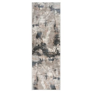 Quattro Paola Cream 3 ft. x 8 ft. Abstract Indoor Runner Rug