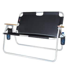 Tailgater Black 2-Person Folding Aluminum Chair