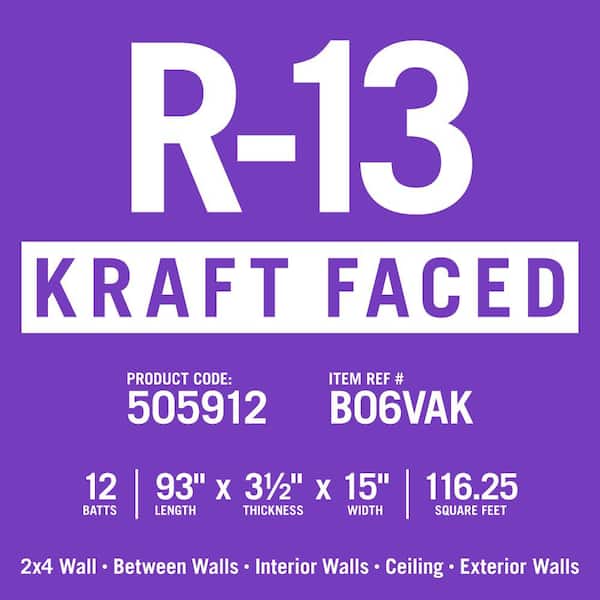 R-13 EcoBatt® Kraft Faced Fiberglass Insulation Batt 3-1/2