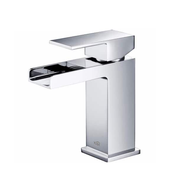 KIBI Waterfall Single Handle Bathroom Vanity Sink Faucet in Chrome