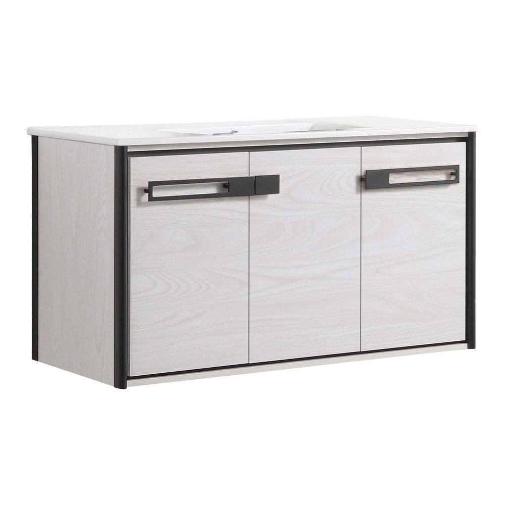 Oakville 42 in. W x 18 in. D x 23.25 in. H Wall Mounted Bathroom Vanity in Gray with White Ceramic Sink Top price history on PriceWatchPro