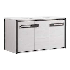 Oakville 42 in. W x 18 in. D x 23.25 in. H Wall Mounted Bathroom Vanity in Gray with White Ceramic Sink Top