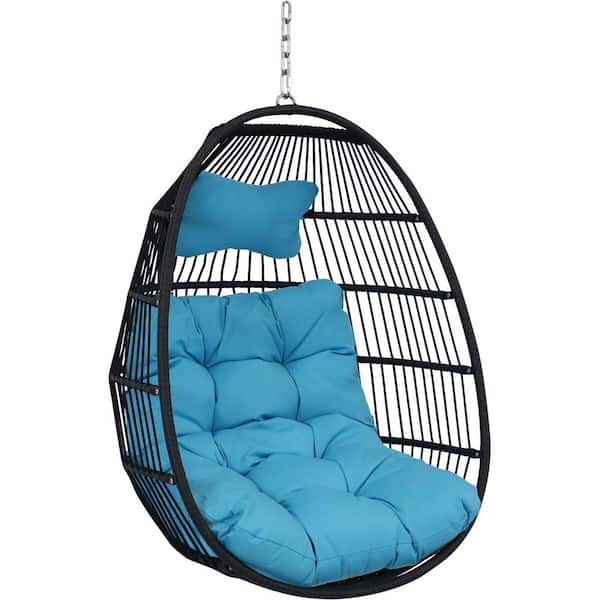 2.6 ft. Julia Hanging Egg Chair Hammock in Blue