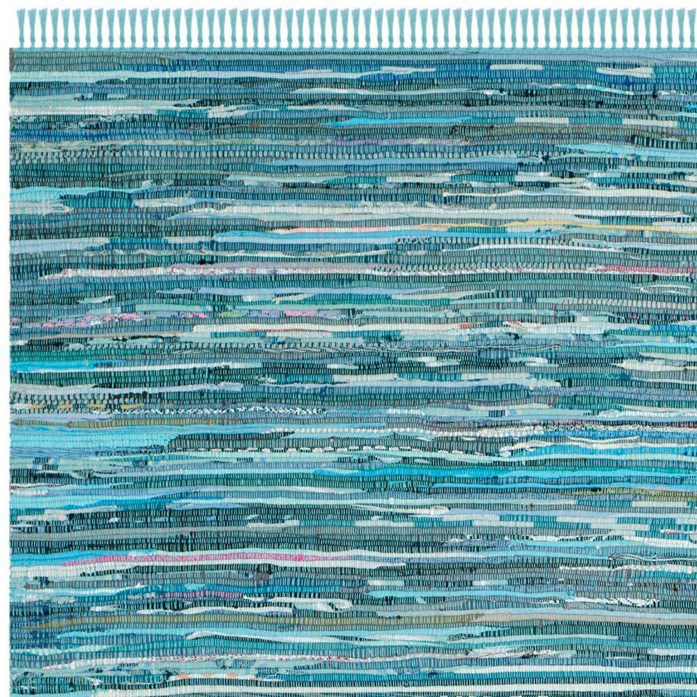 Whimsical Blue Multi Handwoven Wool-Cotton Blend 5' x 8' Area Rug