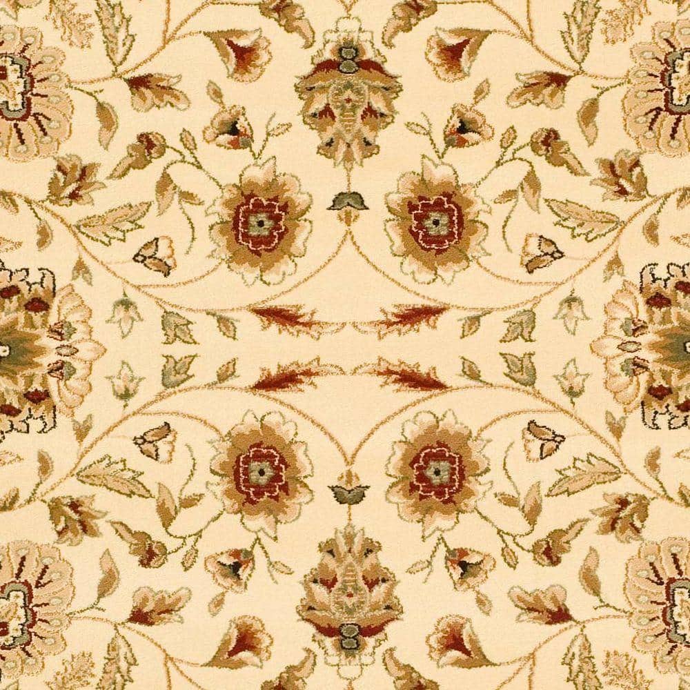 Ivory and Red Traditional Floral Medium Pile Area Rug