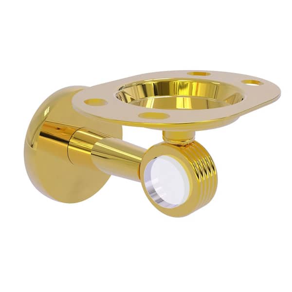 Allied Brass Clearview Tumbler and Toothbrush Holder with Groovy Accents in Polished Brass