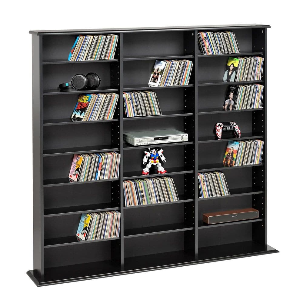 Prepac Black 3-Column Tall Cabinet, CD Rack Storage Cabinet, CD