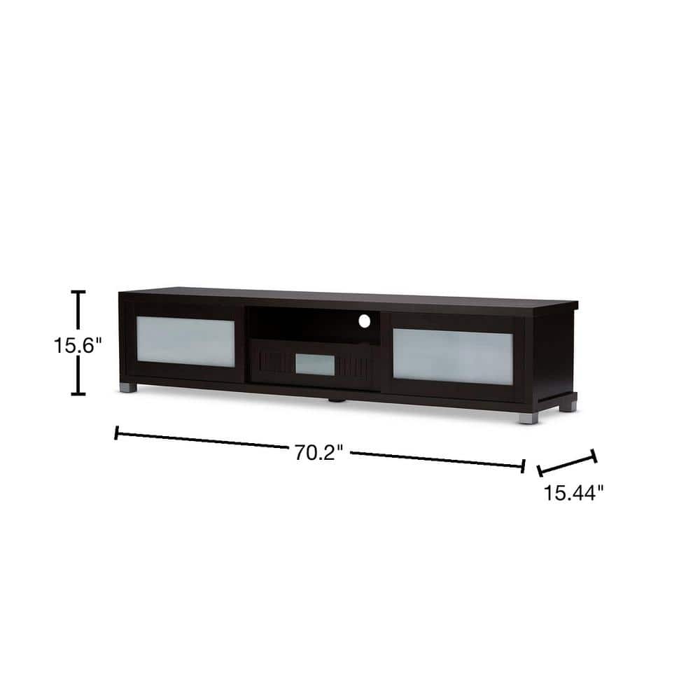 Espresso 73'' Modern Media Console with Cabinet Storage