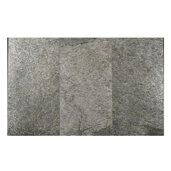 FastStone+ Silver Shine 12 in. x 24 in. Slate Peel and Stick Wall Tile (6 sq. ft. / pack)