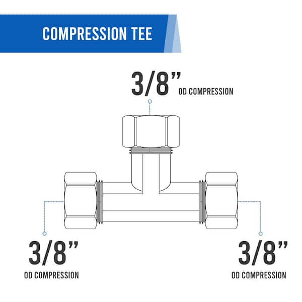 PLUMBFLEX 3/8 in. OD Compression Tee Brass for use with Potable