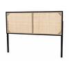 bali & pari Aurelia Black Queen Headboard with Natural Rattan 236-13329-HD