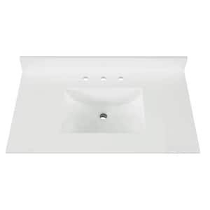 43 in. W x 22 in D Quartz White Rectangular Single Sink Vanity Top in Snow White