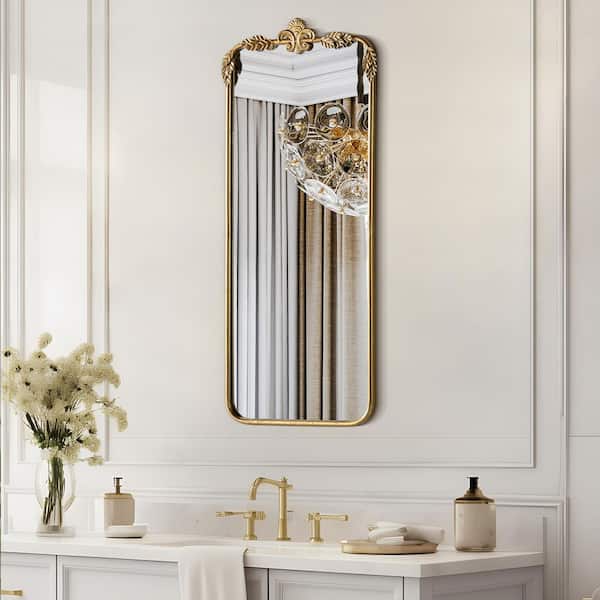 Elevatehome 16 in. W x 36 in. H Rectangular Baroque Antique Gold