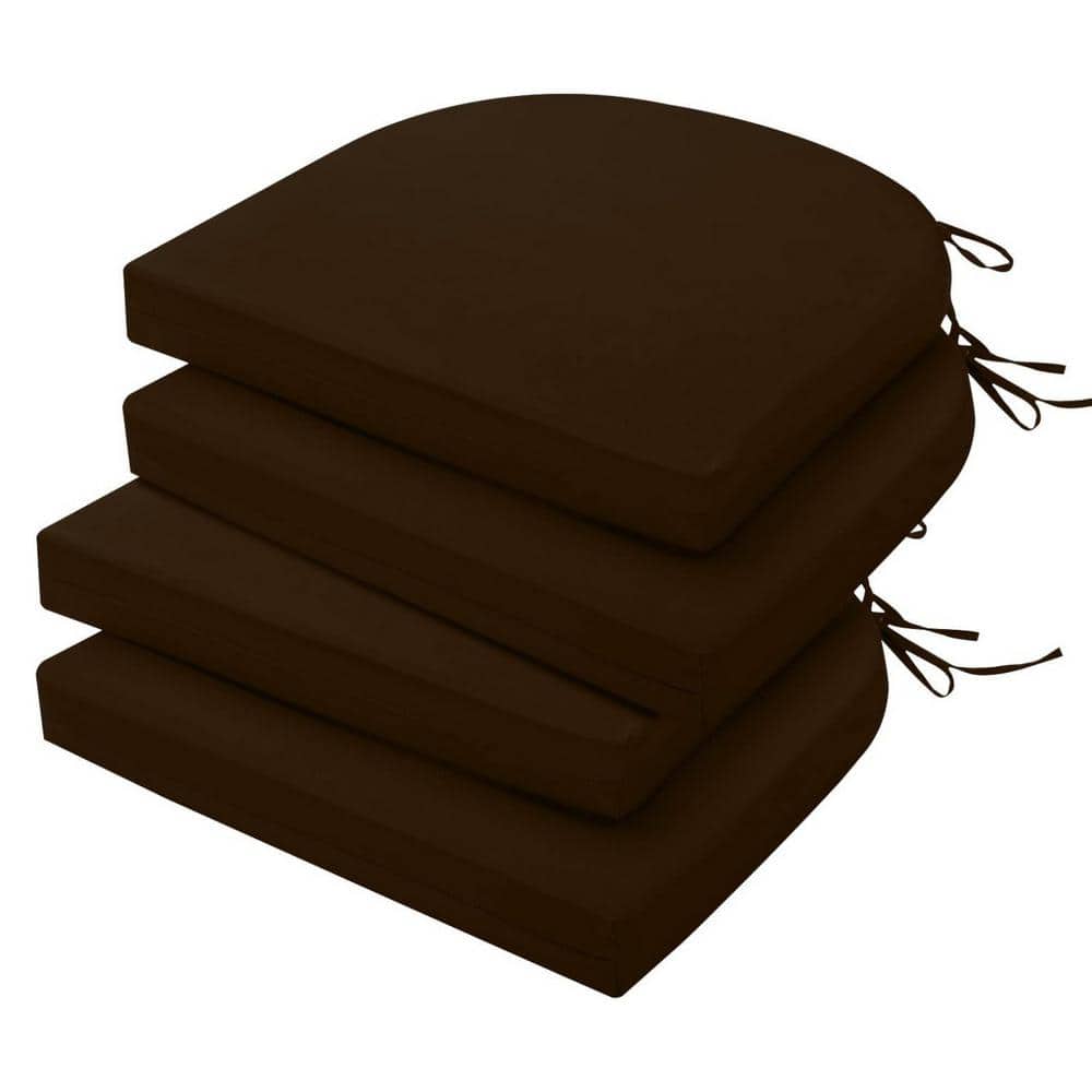 Dark Brown Rectangle Outdoor Seat Cushion (4-Pack)