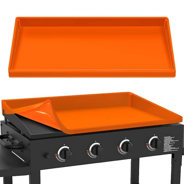 35.75 in. L x 21.5 in. W Silicone Full Wrap-Around Griddle Cover Mat for Grilling, Orange