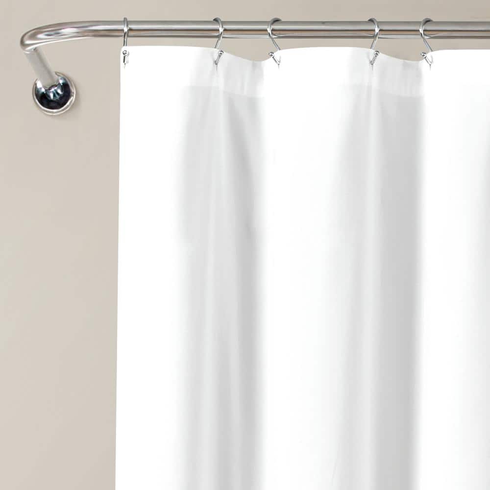 Elegant White Ruffled Polyester Shower Curtain 72" x 72"