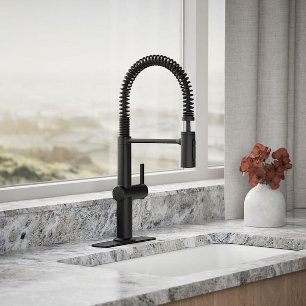 Clarus Semi-Professional Single Handle Pull Down Sprayer Kitchen Faucet in Matte Black
