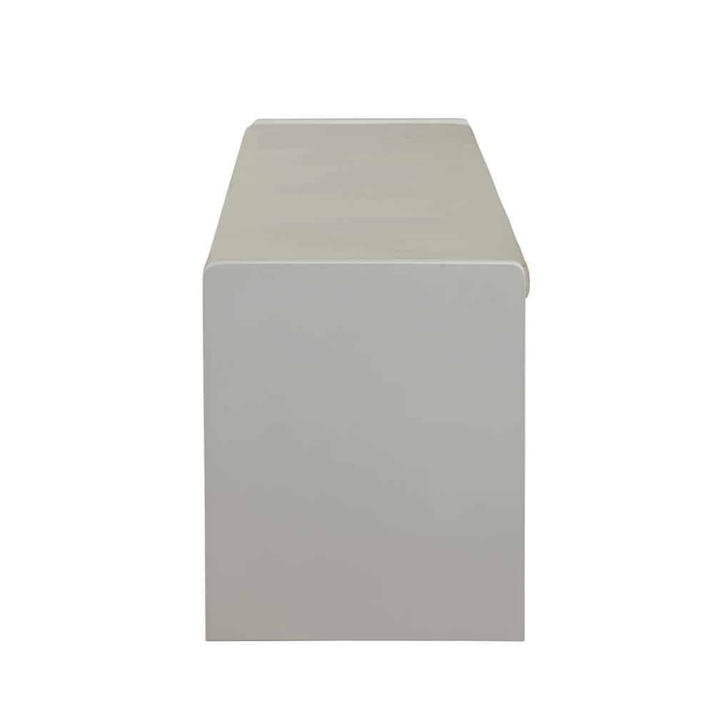 Berci White and Beige Upholstered Wooden Storage Bench
