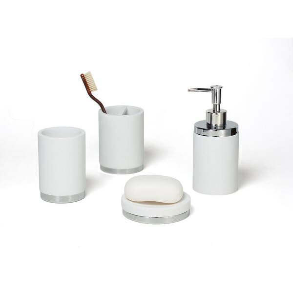 Marble Stone 4 Piece Bathroom Accessories Set Soap Dispenser Toothbrush Tumbler 