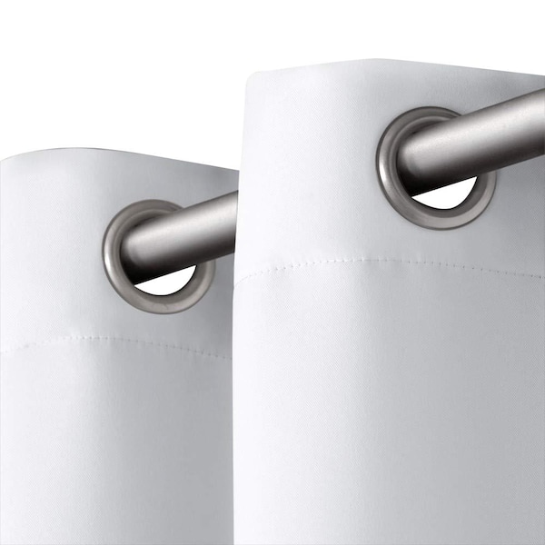Winter White Sateen Solid 52 in. W x 96 in. L Noise Cancelling Thermal Grommet Blackout Curtain (Set of 2)
