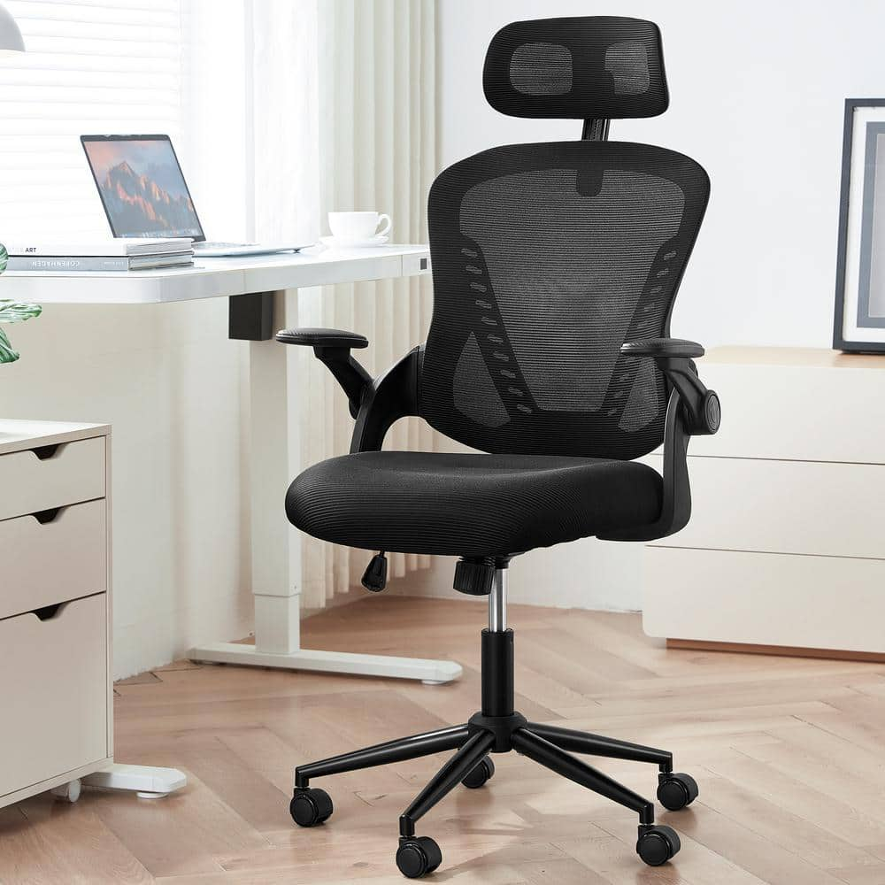 Allwex ErgoLux Mesh High Back Ergonomic Office Chair in Black with ...