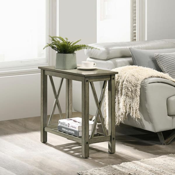 NEW CLASSIC HOME FURNISHINGS New Classic Furniture Eden 12 in. Gray Rectangle Wood Chairside Table