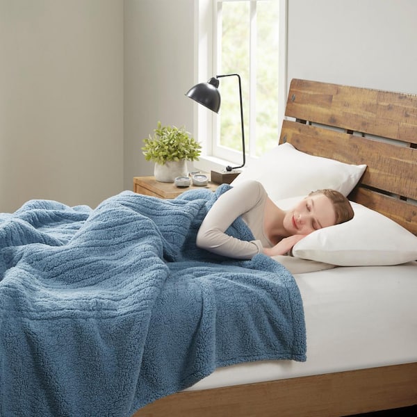 Sherpa Blue Berber King Electric Blanket